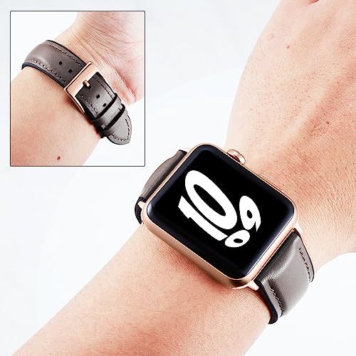 Image of BINLUN Leather Silicone Bands Compatible with Apple Watch 38mm 40mm 41mm 42mm 44mm 45mm 46mm 49mm Sweatproof Replacement Strap for iWatch 11 /10 /9 /8 /7 /6 /5 /4 /3 /2 /1 /Ultra /SE Men Women