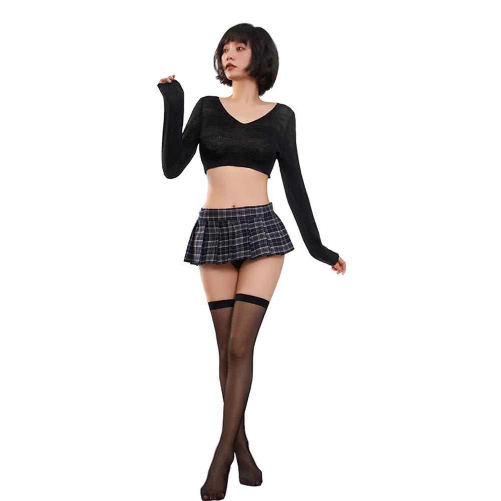 SINMIUANIME Lingerie sexy plissettata gonna corta JK studente uniforme sexy maglione cosplay lingerie set