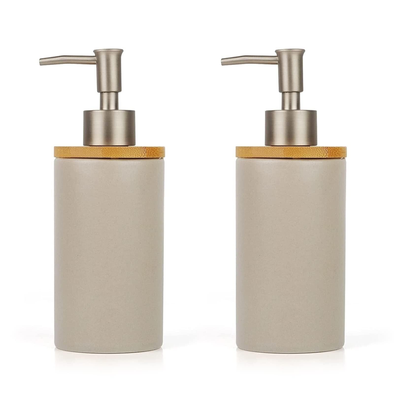 Hand Ceramic Soap Dispenser Hand Refillable Liquid Great for Kitchen and Bathroom Dish for Bathroom(2 Pack Grey)