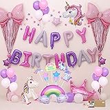 🎀【Gran Capacidad Deluxe】 ¿Quieres organizar una fiesta de cumpleaños única y extraordinaria? Todos los niños sueñan con decoraciones para fiestas, los globos de cumpleaños de unicornio harán que tu cumpleaños de princesa sea inolvidable. ¡Crea la fiesta temática de unicornio más mágica para satisfacer el deseo de tu hija!