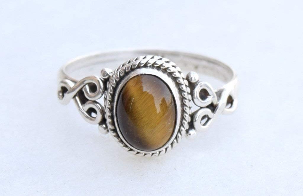 Avicrafts Tiger Eye Stone Ring 925 Sterling Silver Statement Ring For Women Handmade Gemstone Christmas Jewellery Size US 9 Gift For Her - Image 2