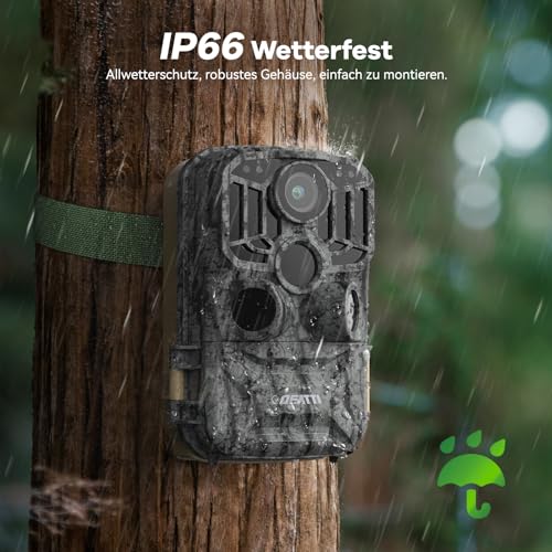 DEATTI Wildkamera mit Handyübertragung APP, 4K 48MP HD WLAN Bluetooth Wildkamera mit Bewegungsmelder Nachtsicht, 120 °Weitwinkel Wildtierkamera, IP66 Wasserdicht, 32GB SD Karte und 8*AA-Batterien