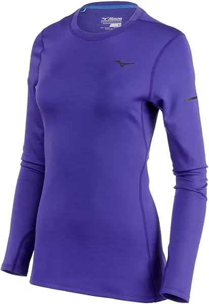 Mizuno Women's Breath Thermo Long Sleeve Shirt, Deep Blue (as1, Alpha, m, Regular, Regular)