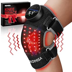 Red Light Therapy Knee Brace Vibration Knee Massage for Pain Relief, 660nm&850nm Rechargeable Near Infrared Light Therapy Device for Knee/Elbow/Shoulder Faster Recovery for Cordless Use
