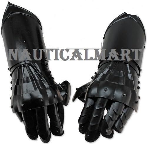 NauticalMart Undead Medieval Conquest Armor Gauntlets of Dexterity Night Warrior Black - 18G Functional Carbon Steel