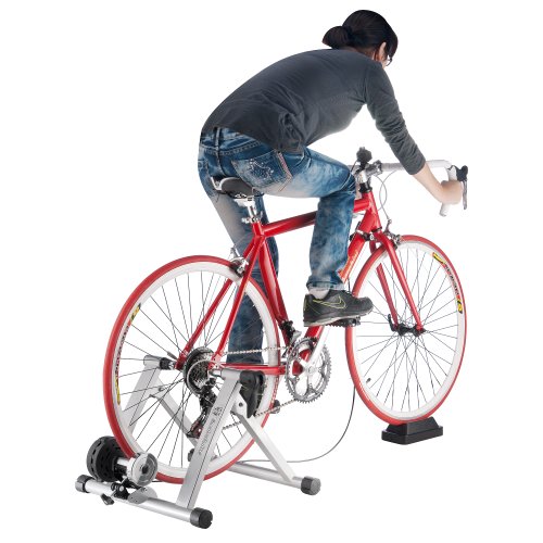 Indoor Bike Trainer – Convert Mountain, Road, or Beach Bicycle into a Stationary Exercise Bike for Indoor Riding All Year Round by Bike Lane (Silver) - Thumbnail 2