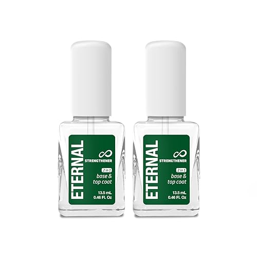 Eternal Capa base endurecedor de uñas 2 en 1, capa superior - Fortalecedor de uñas de 0.5 fl oz con acabado brillante de larga duración para uñas