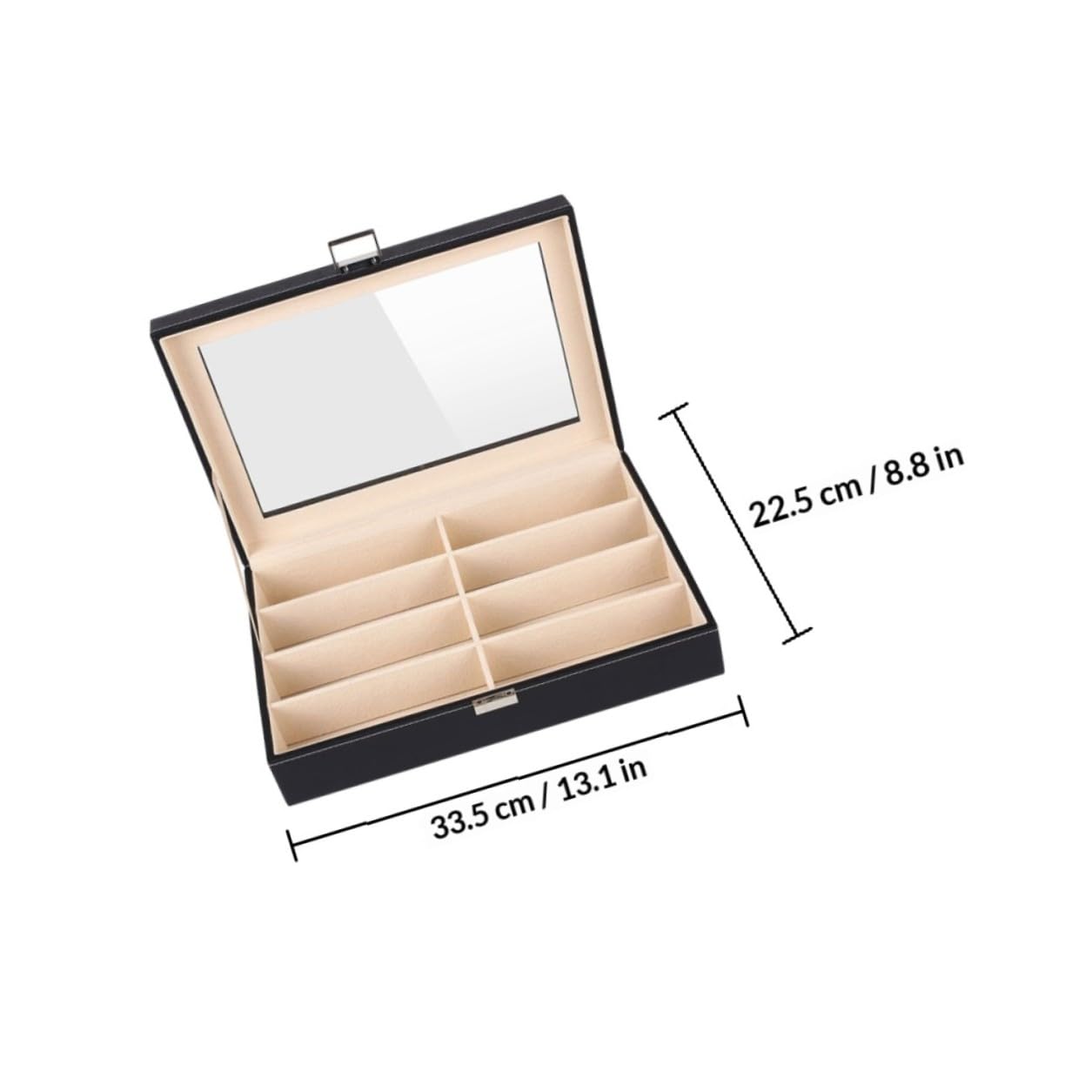 Boîte à Lunettes en Cuir Pu Noire pour Montre et Bijoux, Organisateur Pratique pour Rangement et Protection, pour Usage Personnel Coiffeuse