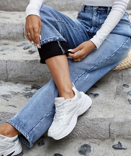 Women's Fleece Lined Jeans Winter Warm Stretch Straight Leg Mid Rise Denim Pants2