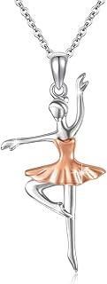 Ballerina-Halskette, Ballett-Halskette für Frauen Sterling-Silber Ballett Tänzer Anhänger inspirierender Ballerina Schmuck Geschenke Geburtstag Abschlussfeier