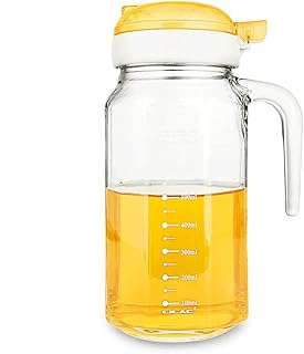 Szklany garnek na olej do gotowania bez ołowiu, uchwyt jednoczęściowy, szczelna i kapiąca butelka sosu sojowego, garnek do octu, butelka na przyprawy, butelka na olej sezamowy i puszka na olej, duża pojemność pojemnik do gotowania od 900 ml