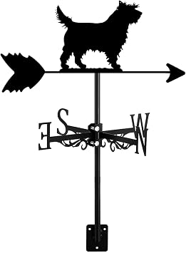 Animal wind vane Stainless Steel Dog weathervane Farm Scene Garden Deco Accessories Weather Vane Direction Indicator Measuring Instrument Roof Installation,Cairn Terrier