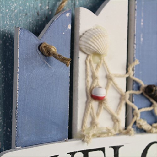 WINOMO Wooden Hanging Wall Decor Mediterranean Style Nautical Beach Theme Cafe Decoration - Image 4
