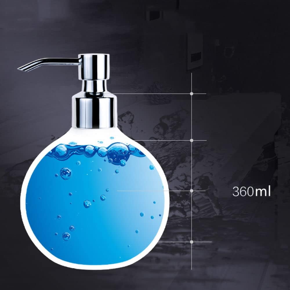 Vintage Soap Dispenser, Ball Ceramic Liquid Refillable Lotion Pump Bottle for Kitchen Bathroom, Decorative Blue Lotus Hand Dispenser