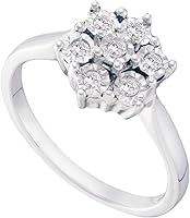 Vista 1 de Sonia Jewels Anillo de compromiso de plata de ley 925 con diamantes redondos forma de ajuste central de flores con puntas (110 cttw.)