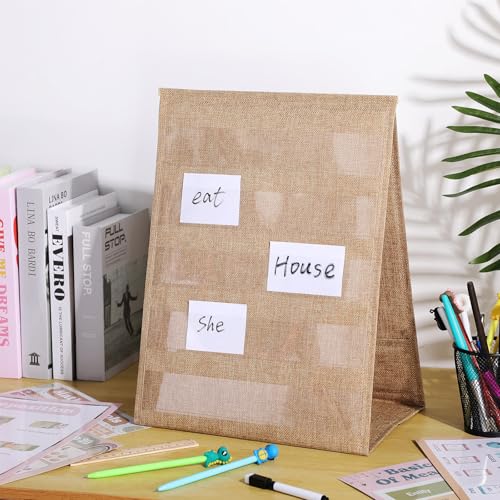 Image of Motipuns 17 x 13'' Double-Sided Tabletop Pocket Chart for Classroom,2 Pack | Desktop Pocket Chart Stand, Foldable Tabletop Stand Decor, for Classroom Teacher Homeschoolers Aids in Teaching
