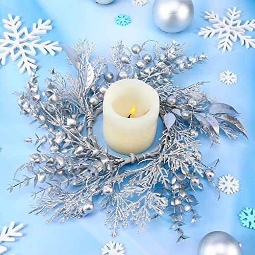4 Pieces Christmas Candle Rings Decorative Candle Holder Mini Christmas Wreaths Christmas Table Wreath Xmas Candle Garland For Christmas Wedding Party Living Room Dining Table (Twigs) #TOP1