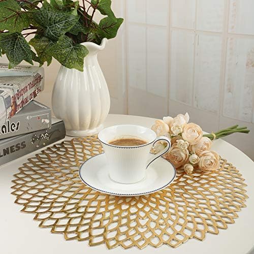 Famibay Round Table Mats Washable PVC Placemats for Kitchen Heat Resistant Vinyl Place Mats Sets of 6