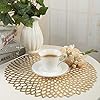 Famibay Christmas Placemats Set of 6 Gold Round Place Mats Washable Heat Resistant Vinyl Table Mats for Dining Kitchen Restaurant #4
