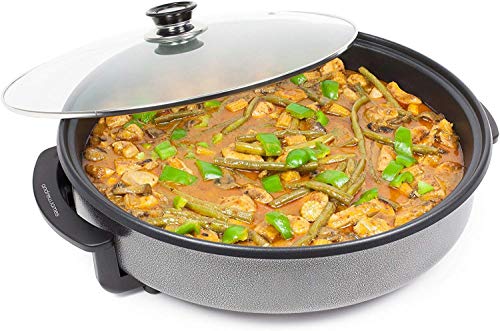Andrew James Electric Frying Pan Non-Stick Multi Cooker Skillet 42cm 1500W, Glass Lid, Large Multi-Function Electric Pan, Electric Wok, Portable Camping Cooker, Energy Efficient Adjustable Temperature - Image 4