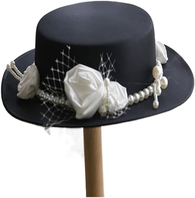Black French Top Hat Women's Vintage Elegant Mesh Wedding Dress Photography Decoration