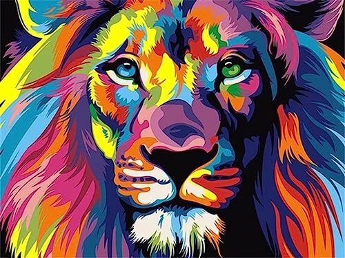 Peinture à l'huile par numéros sur toile animaux kit créatif adulte 50x40cm