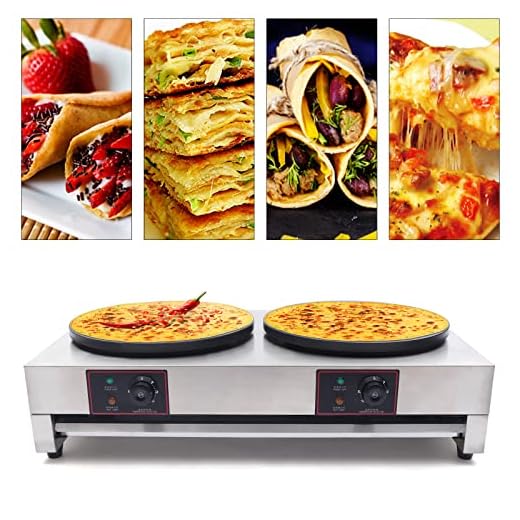 TdiriNar 16 Inches Electric Crepe Maker, Commercial Nonstick Double Griddle Pancake Crepe-Making Machine, Large Capacity Desktop Stainless Steel Hot Stove With Temperature Control (122-572℉)