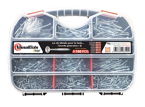 Mallette de 1100 Vis à Bois ttap anti-fendage, anti-oscillation,Torx ttap