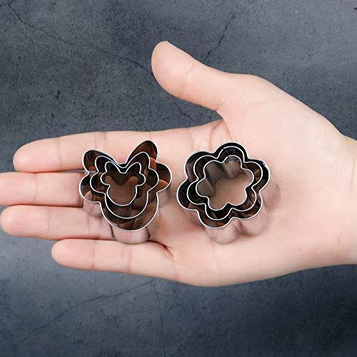 KECUCO 39pcs Mini Cookie Cutters Set for Kids, Small Cookie Cutters Shapes for Baking, Biscuits, Cakes, Including 9 Geometric & Unicorn, Mickey, Minnie, Dog Bone Shapes