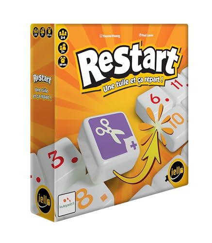 IELLO Restart – Version Française – Jeu de Tuiles Tactique et Interactif, Stratégie Familiale Rapide | 2 à 4 Joueurs | 20 Min | Dès 7 Ans