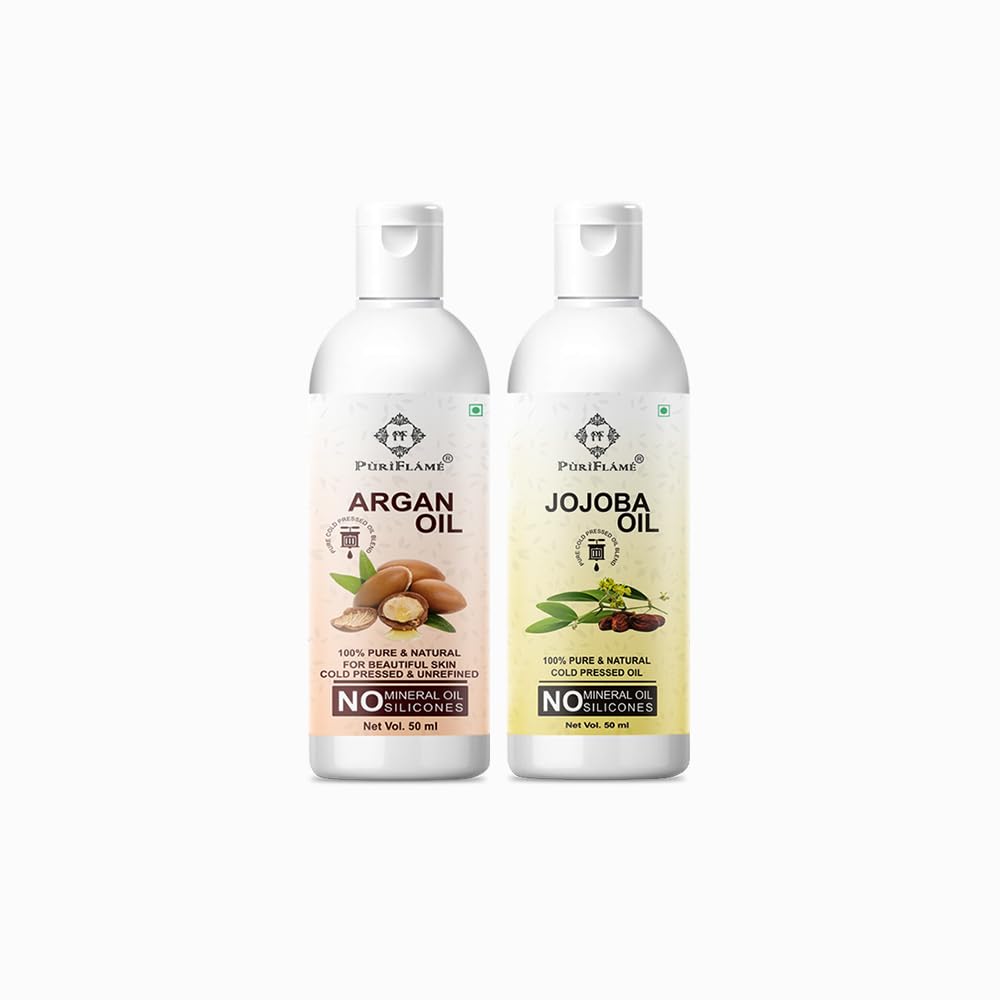 PuriFlame 100% Pure Argan Oil 50ML & Jojoba Oil 50ML Combo For Rapid Hair Growth, Anti Hair Fall, Split Ends & Promotes Softer & Shinier Hair-image-19