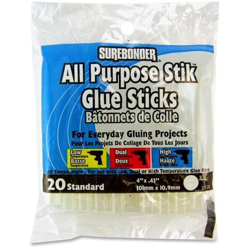 Surebonder DT20 Hot Melt Glue Sticks, All Temps, 4-Inch, 20/PK