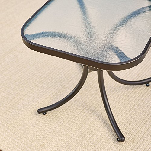 Hanover Palm Bay 3-Piece Steel Outdoor Patio Chat Set With Plush Copper Cushions And Glass Top Square Bistro Table | Palmbay3Pc-Tan, Seating, Tan #TOP4