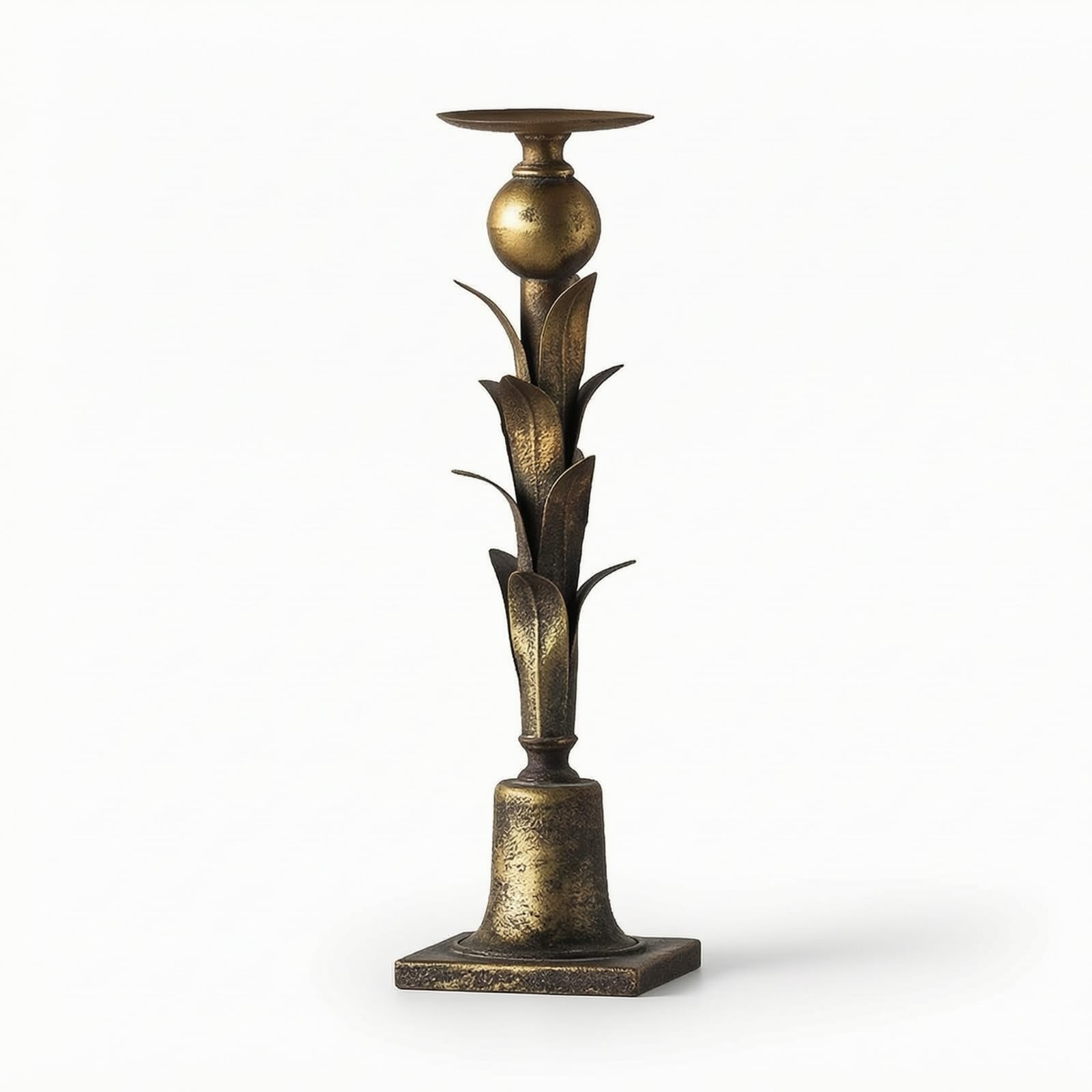 Baoblaze Candelabro Portacandela Candelieri Portapilastri Supporto Candele Dal Look in Ferro Stelo Sottile con Sfera E Piatto Superiore Stile Rustico, A3080