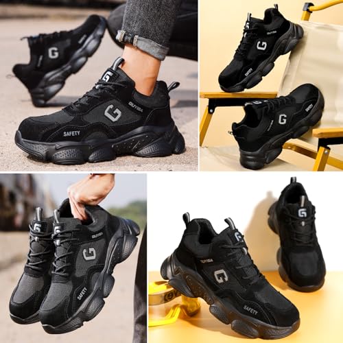 Image of Steel Toe Shoes for Women and Men, Lightweight Safety Work Shoes, Puncture Resistant Cushioned Low Top Work Sneakers for Warehouse Factory Construction