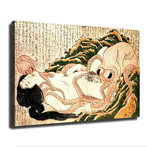 Katsushika Hokusai Art Painting Fisherman's Wife Dream Posters Modern Prints Paintings Canvas Wall Art For Home Kitchen Living Room Bedroom Decor (Unframed,20X30Inch) #TOP6
