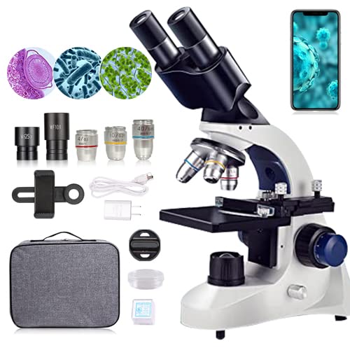 Compound Binocular Microscope Adults Kids - 40X-1000X Binocular Microscope Kids Adults Students With Storage Bag, Camera, Slides (2022 #TOP3