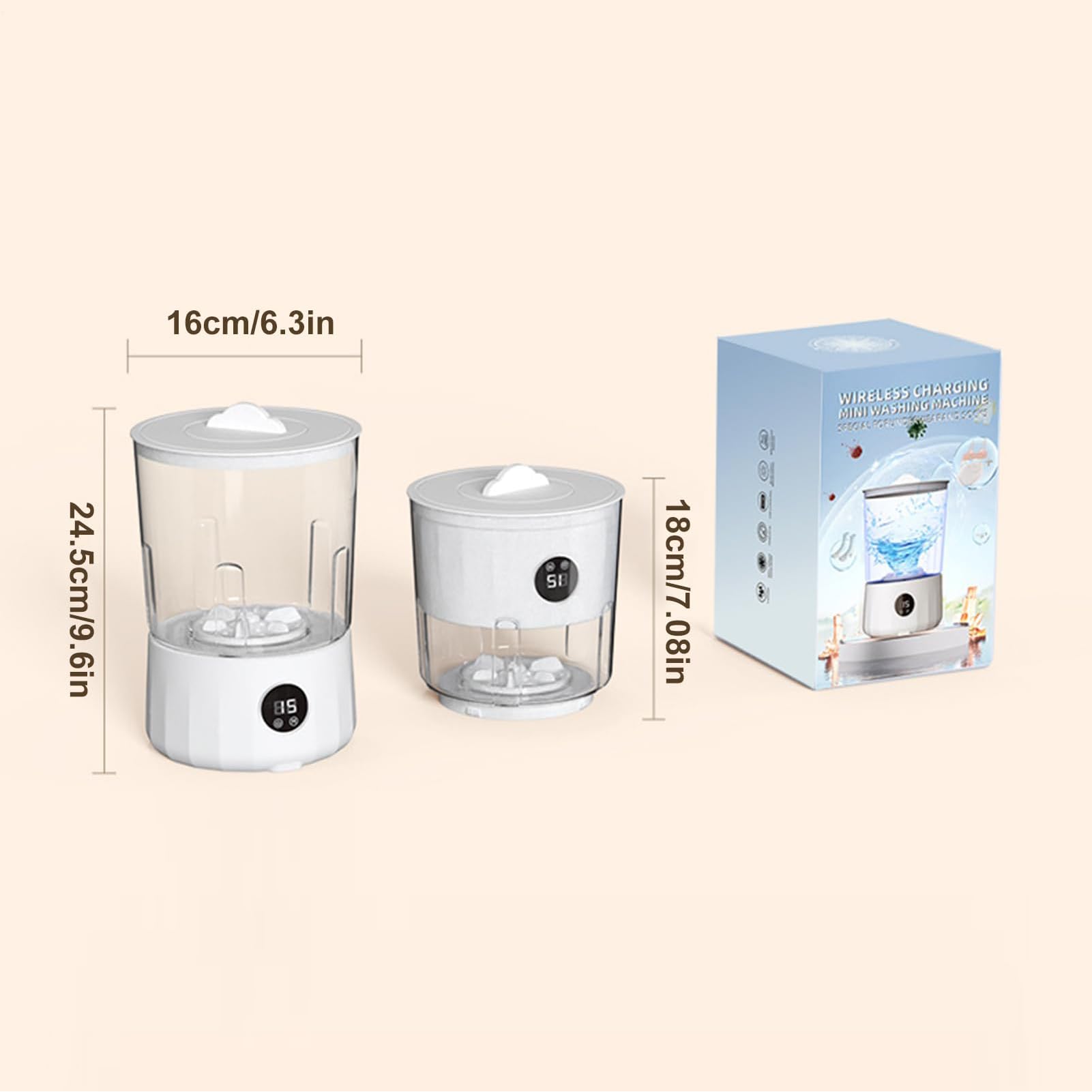 Mini Lavatrice Washing Machine con 3 modalità di Pulizia Lavatrice Compatta Senza Fili Portatile Lavatrice da Campeggio Lavatrice Specifica per Biancheria Intima White