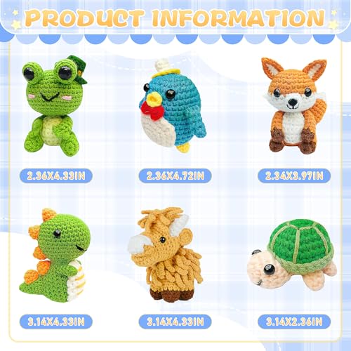 6er-Set Amigurumi-Häkelset für Anfänger Tiere, Schildkröte und Frosch – Bild 3