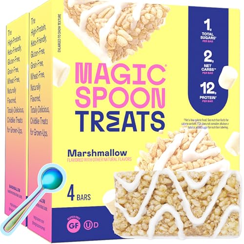 Magic Spoon Treats - 8 Gluten Free Protein Bars Marshmallow - High Protein Gluten Free Snack - Sugar & Grain Free Protein Cereal Bar - Low Carb & Keto Friendly - Healthy Snacks for Adults