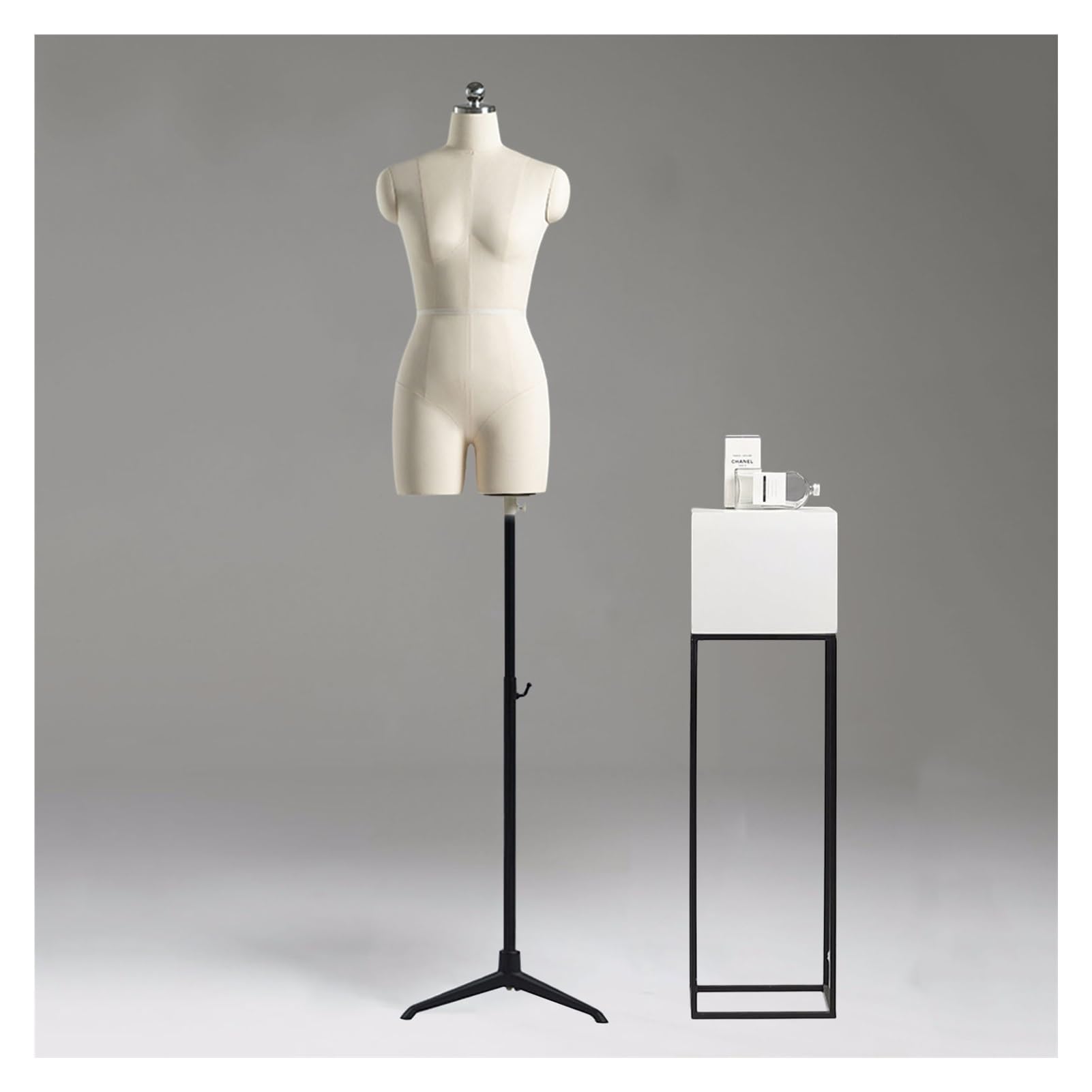 sdneNest Maniquí de costura femenino, torso, vestido para coser ropa, soporte ajustable para sastres, torso falso, beige, 82