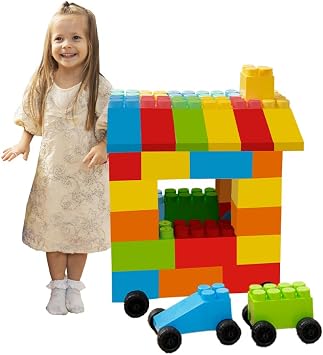 PLATPORTS 48-Piece Jumbo Big Building Blocks Giant XL Large Plastic Blocks for Kids Ages 28, Indoor & Outdoor Construction Play Set