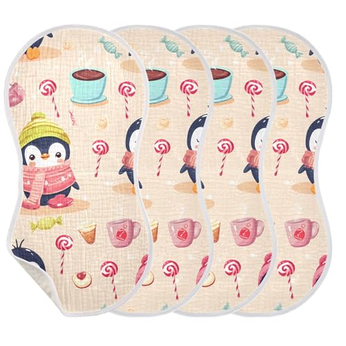 xigua Cute Penguins Baby Burp Cloths for Newborn Boys and Girls 2 Pack, Soft & Absorbent Cotton Baby Burp Cloth, Baby Washcloths, Newborn Towel, Burp Rags3