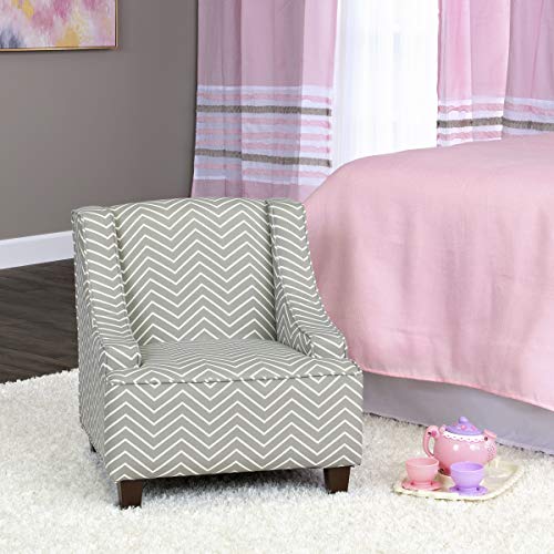 Homepop Youth Upholstered Swoop Arm Accent Chair, Grey And White Chevron #TOP4