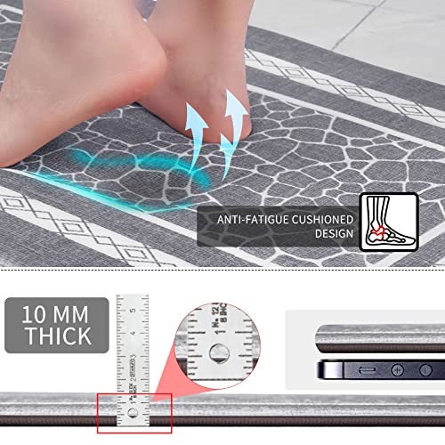 Aspmiz Kitchen Mat 2 Pcs Cushioned Anti-Fatigue Kitchen Rugs Non Slip Memory Foam Kitchen Mats And Rugs Waterproof Kitchen Floor Comfort Mats For Home & Office, 18'' X 48'' + 18'' X 30'', Grey Texture #TOP3