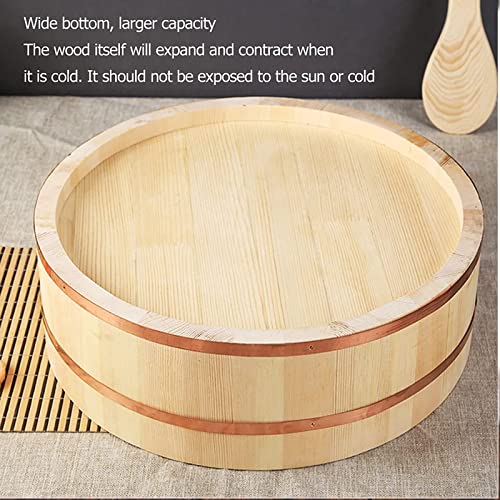 Kelunis Japanese Wooden Hangiri Sushi Rice Mixing Bowl Tub Sushi Oke Copper Bands For Sushi Restaurant Kitchen,72Cm/28.3In #TOP4