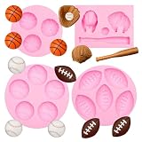 Ball Silicone Molds Basketball Football Baseball Chocolate Mold Football Cake Pop Mold for Cake Decorating Fondant Cupcake Toppers Sugar Craft Clay Resin