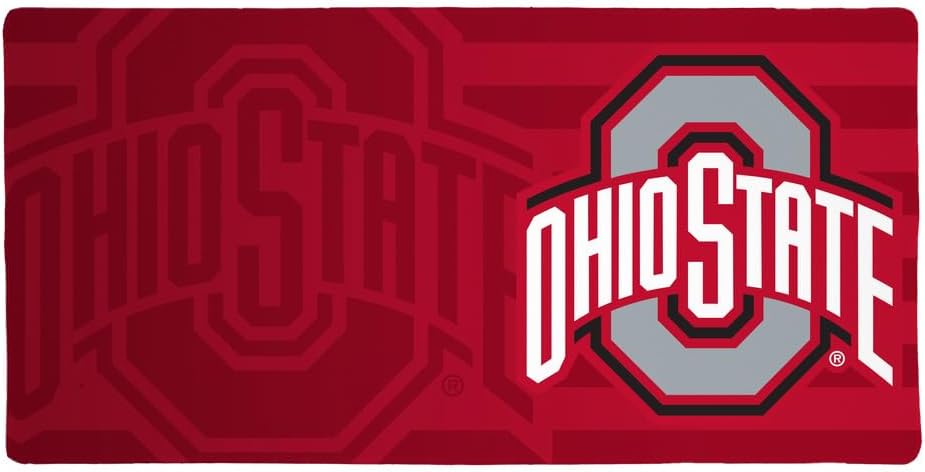 Ohio State University Buckeyes Primary Stripe Large Gaming Mouse Pad Desk Mat with Stitched Edges, Non-Slip Base for Gamer, Home and Office, 31.5 x 15.7