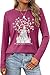 Happiest Place On Earth Shirt Women Magical Castle Balloon Graphic Long Sleeve Holiday Vacation Trip Top Burgundy M