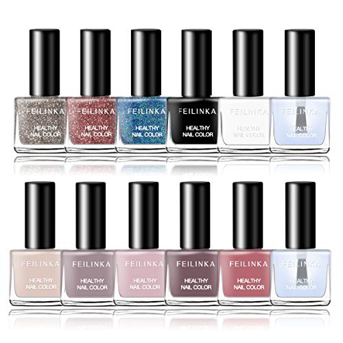 Abitzon 2019 Non Toxic Nail Polish Set Eco Friendly Easy Peel Off & Quick Dry Water Based Nail Polish (12 Bottles)